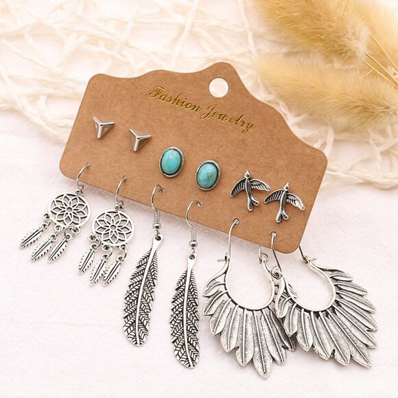 Bohemia Stud and Hoop Earrings Set - Picture 1 of 1